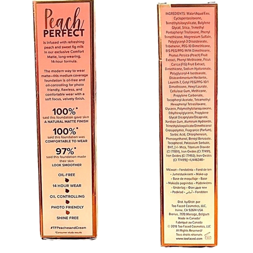 Two Faced Peach Perfect Oil-Free Long Wearing Matte Liquid Foundation in… - Picture 2 of 5